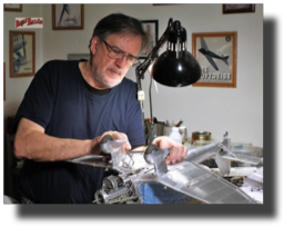 Model Maker Guillermo Rojas Bazán working on his model of Ju 87 B-1, 2018.